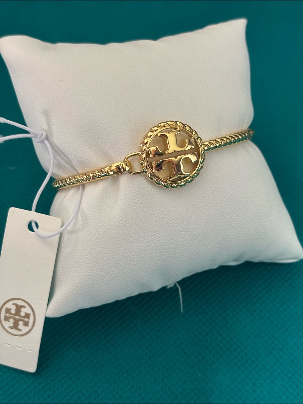 Tory Burch Gold-tone Rope Logo Bracelet